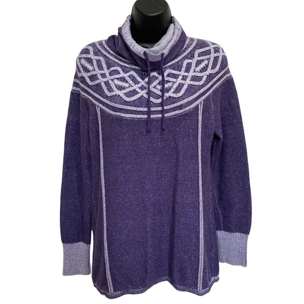 Eddie Bauer Purple Cowl Neck Fair Isle Sweater Sz M